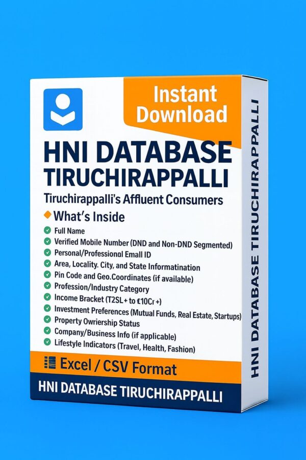 HNI Database Tiruchirappalli 2025 – Tiruchirappalli’s Most Affluent Audience